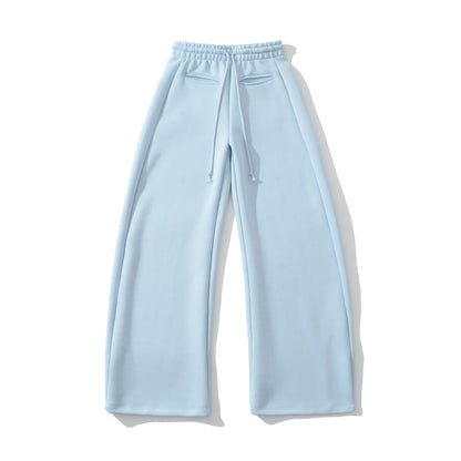 Drawstring elastic waist loose wide leg pants