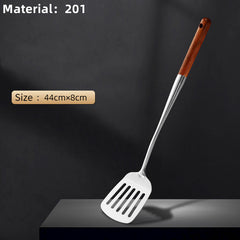 304 Stainless Steel Cooking Spatula Rosewood Long Handle Kitchenware Set Anti-Scald Cooking Spatula Spoon