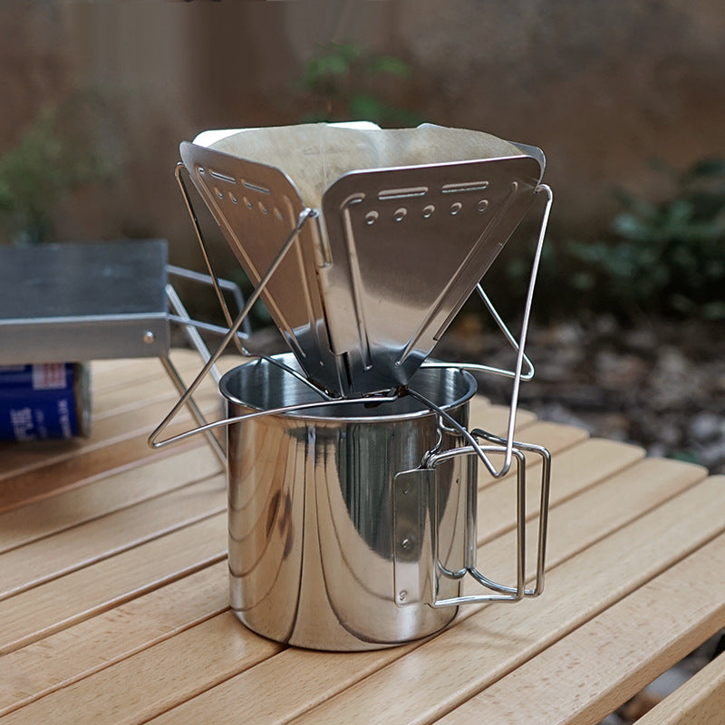Coffee Drip Rack Outdoor Camping Portable Stainless Steel Folding Funnel Filter Cup Coffee Stove Coffee Grounds Filter