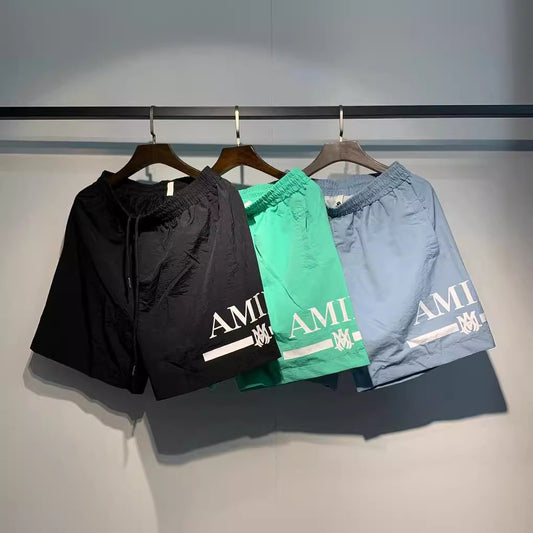 Casual Shorts with Letter Logo Print for Men and Women, Unisex Design
