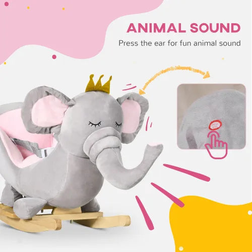 Baby Elephant Wooden Rocking Chair