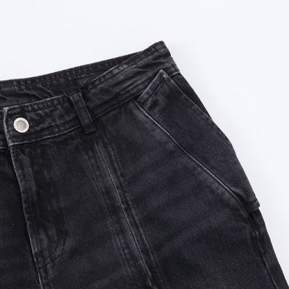 Mid waist wide leg zipper jeans