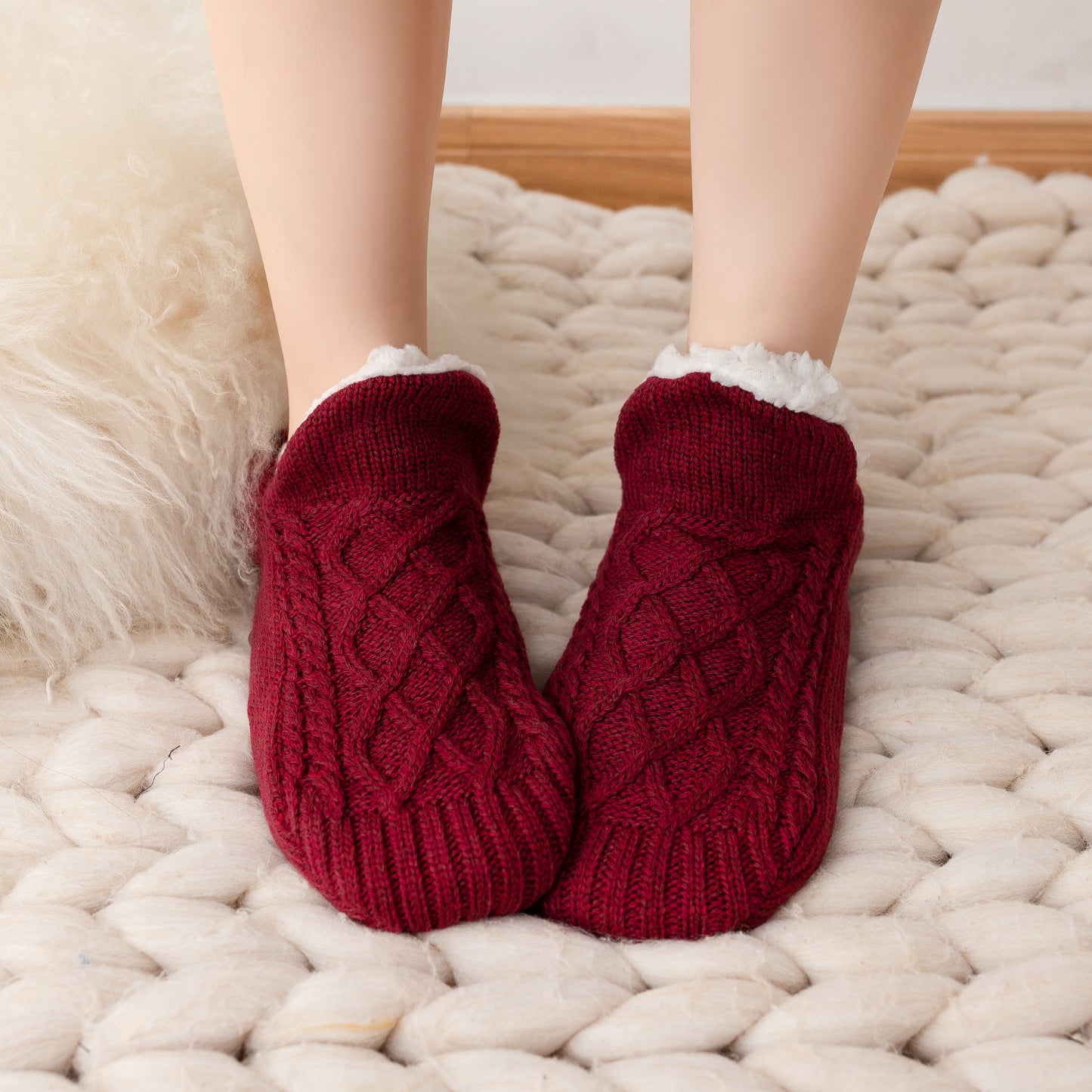 Winter Thickened Fleece Home Floor Socks Warm Fleece Insulated Unisex Adult Dot Glue Socks Indoor Slipper Socks
