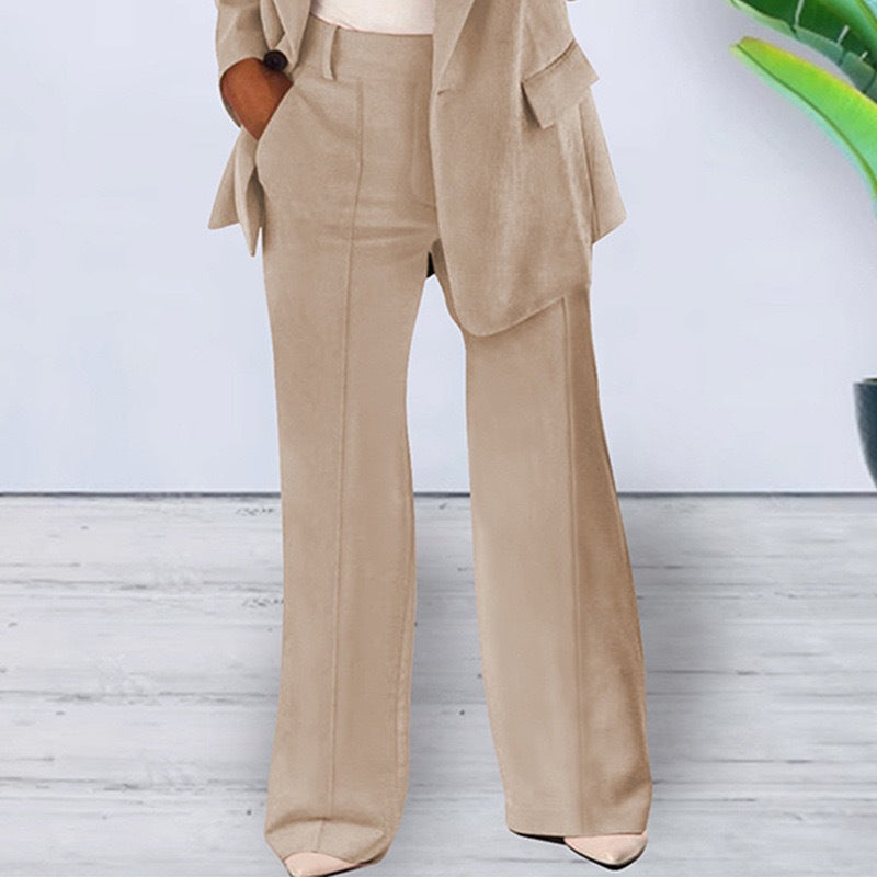 Solid Color Notched Collar Slim Fit Blazer Women's Suit Coat