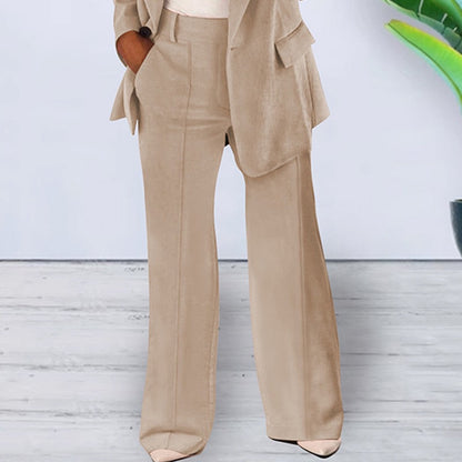 Solid Color Notched Collar Slim Fit Blazer Women's Suit Coat