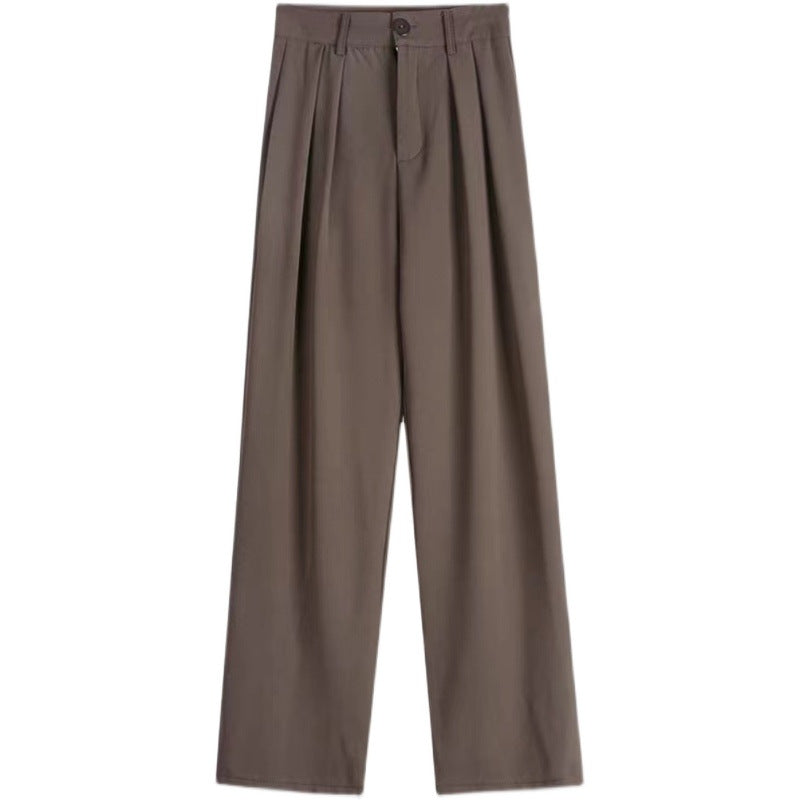 Spring and Autumn Sporty Pants, Loose Casual Drape Wide-Leg Pants for Women Length Floor-Length Trousers High-Waisted Suit-Style Pants for Women