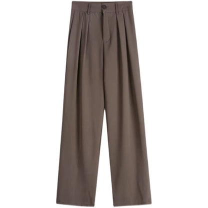 Spring and Autumn Sporty Pants, Loose Casual Drape Wide-Leg Pants for Women Length Floor-Length Trousers High-Waisted Suit-Style Pants for Women