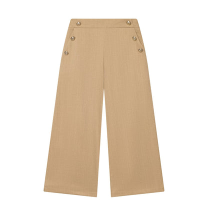 Button embellished short wide leg pants