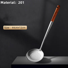 304 Stainless Steel Cooking Spatula Rosewood Long Handle Kitchenware Set Anti-Scald Cooking Spatula Spoon