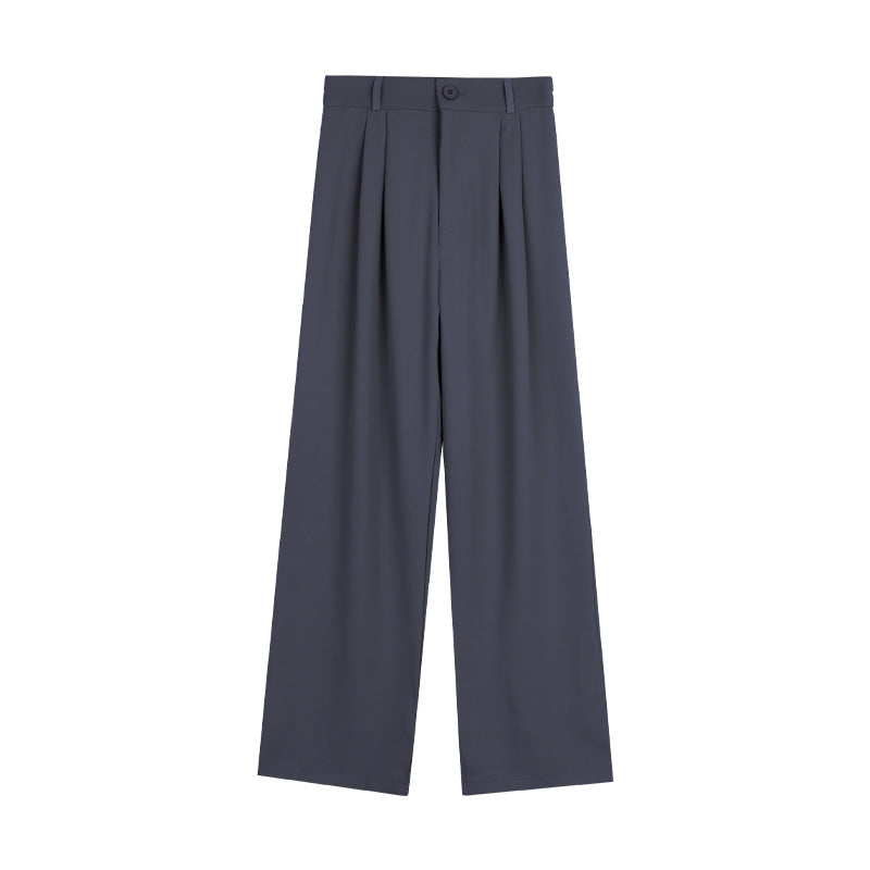 Black Loose Wide-Leg Pants for Women High Waist Elastic Waist Slimming Casual Trousers Summer Long Pants with Drapey Fabric Trendy Style