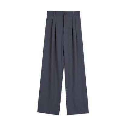 Black Loose Wide-Leg Pants for Women High Waist Elastic Waist Slimming Casual Trousers Summer Long Pants with Drapey Fabric Trendy Style