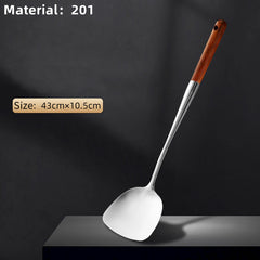 304 Stainless Steel Cooking Spatula Rosewood Long Handle Kitchenware Set Anti-Scald Cooking Spatula Spoon