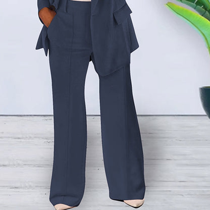 Solid Color Notched Collar Slim Fit Blazer Women's Suit Coat