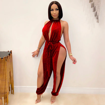 FashionStyle Sexy Strappy Elastic Split Women's Jumpsuit