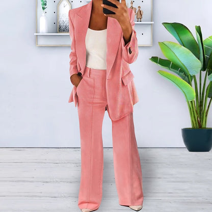 Solid Color Notched Collar Slim Fit Blazer Women's Suit Coat