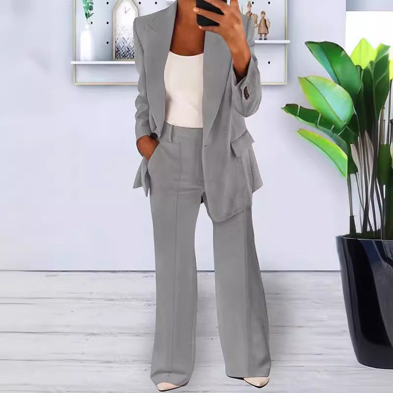Solid Color Notched Collar Slim Fit Blazer Women's Suit Coat