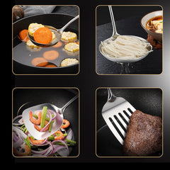 304 Stainless Steel Cooking Spatula Rosewood Long Handle Kitchenware Set Anti-Scald Cooking Spatula Spoon