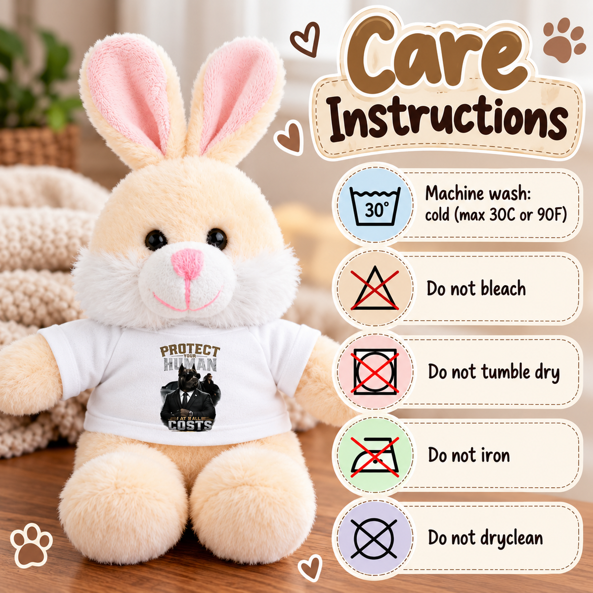 Protect Human Plush Animal with 'Protect Human' Tee