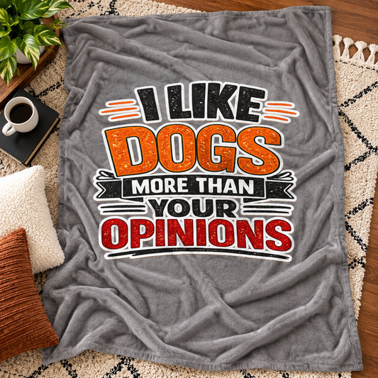 I Like Dogs More Than Your Opinions Plush Blanket Throw