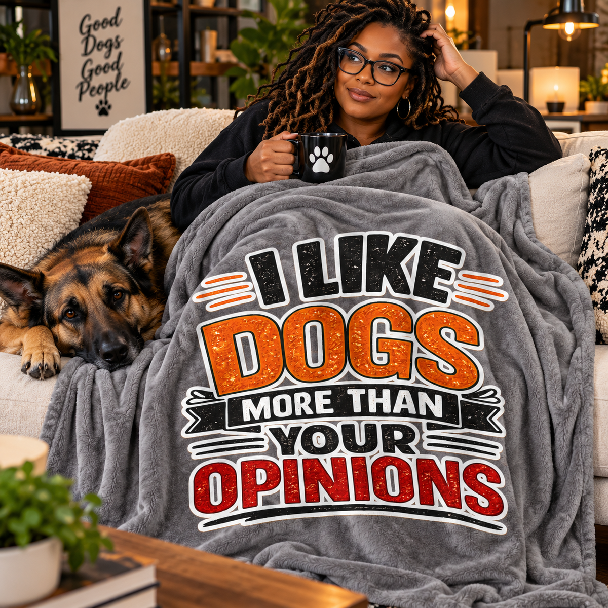 I Like Dogs More Than Your Opinions Plush Blanket Throw