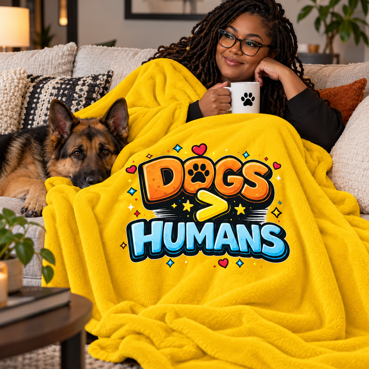 Dogs > Humans Velveteen Plush Blanket