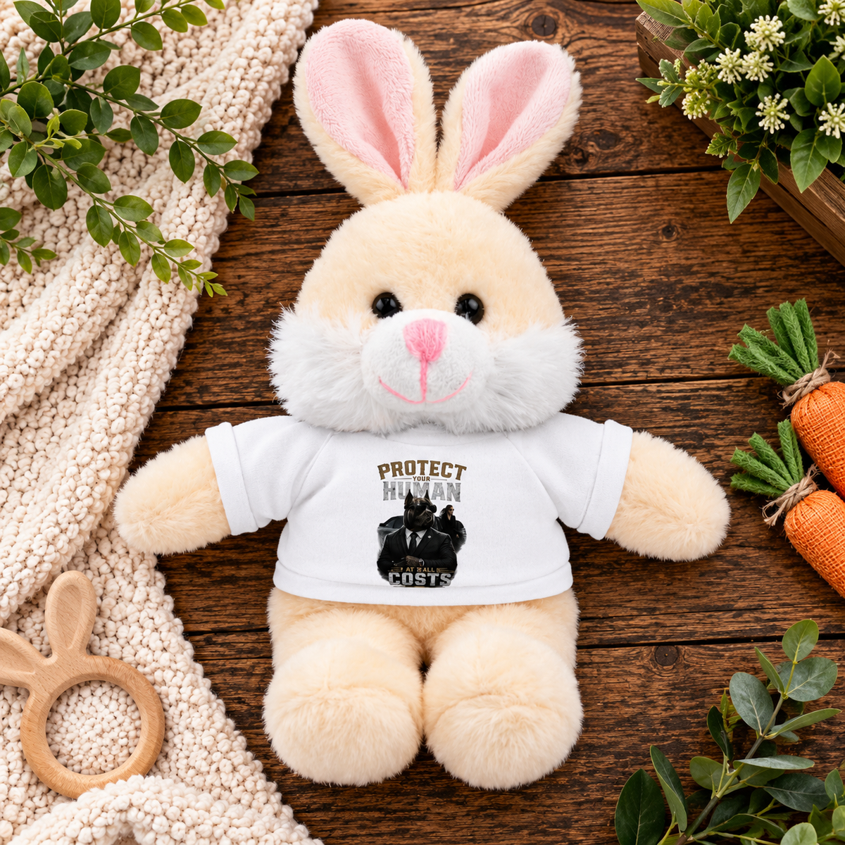 Protect Human Plush Animal with 'Protect Human' Tee