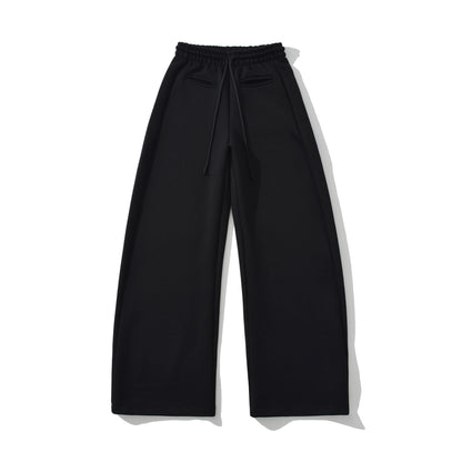 Drawstring elastic waist loose wide leg pants