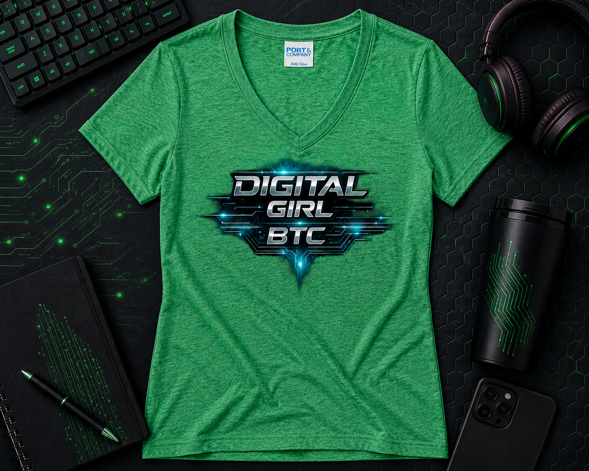 Digital Girl V-neck  Cotton Tee