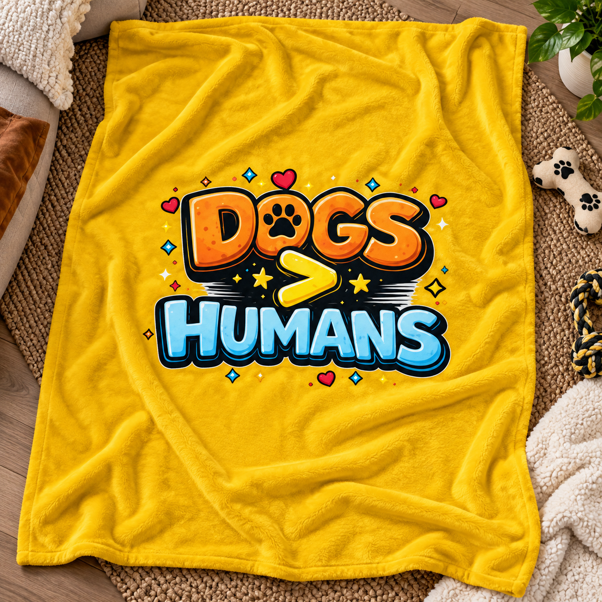 Dogs > Humans Velveteen Plush Blanket