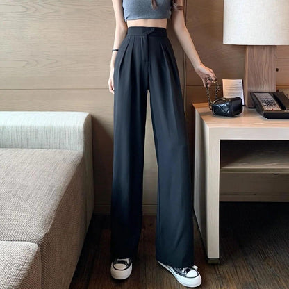 Wide Leg Pants Women Summer Lightweight High Waist Drapey Floor-Length Slim Straight Leg Casual Petite Suit Pants Versatile