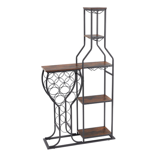 11 bottle wine baking rack, 5-layer independent wine rack with hanging wine glass rack and storage rack