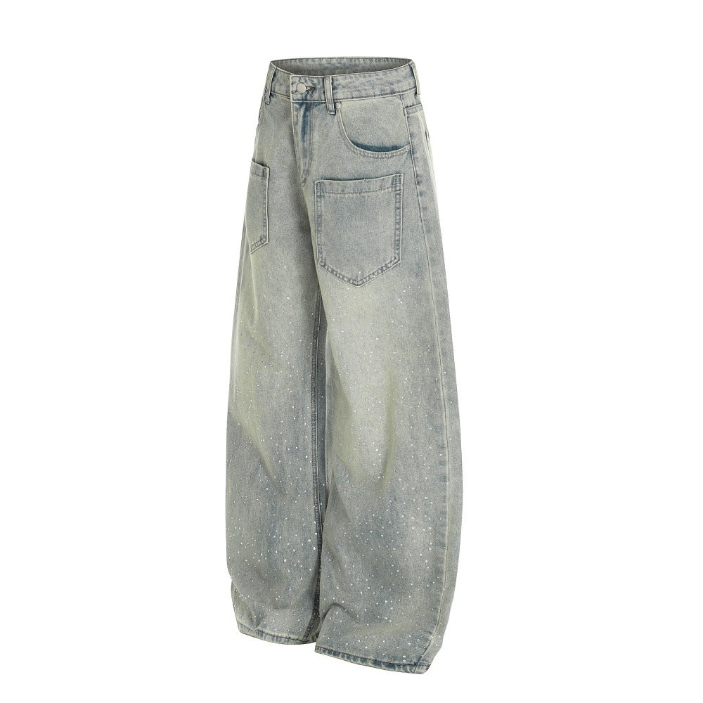 Starry Sky Hot Diamond Bending Knife Jeans