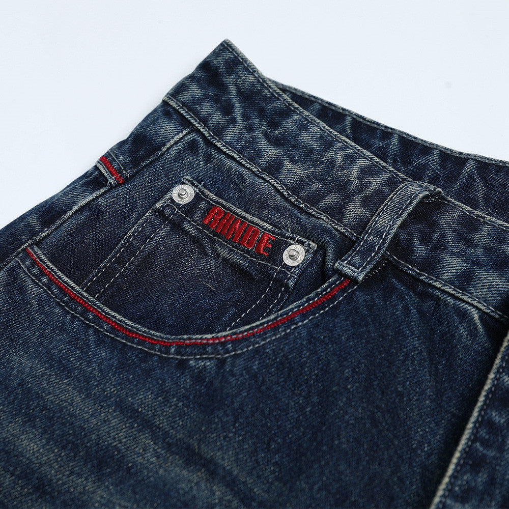 Cross Embroidered Pocket Jeans