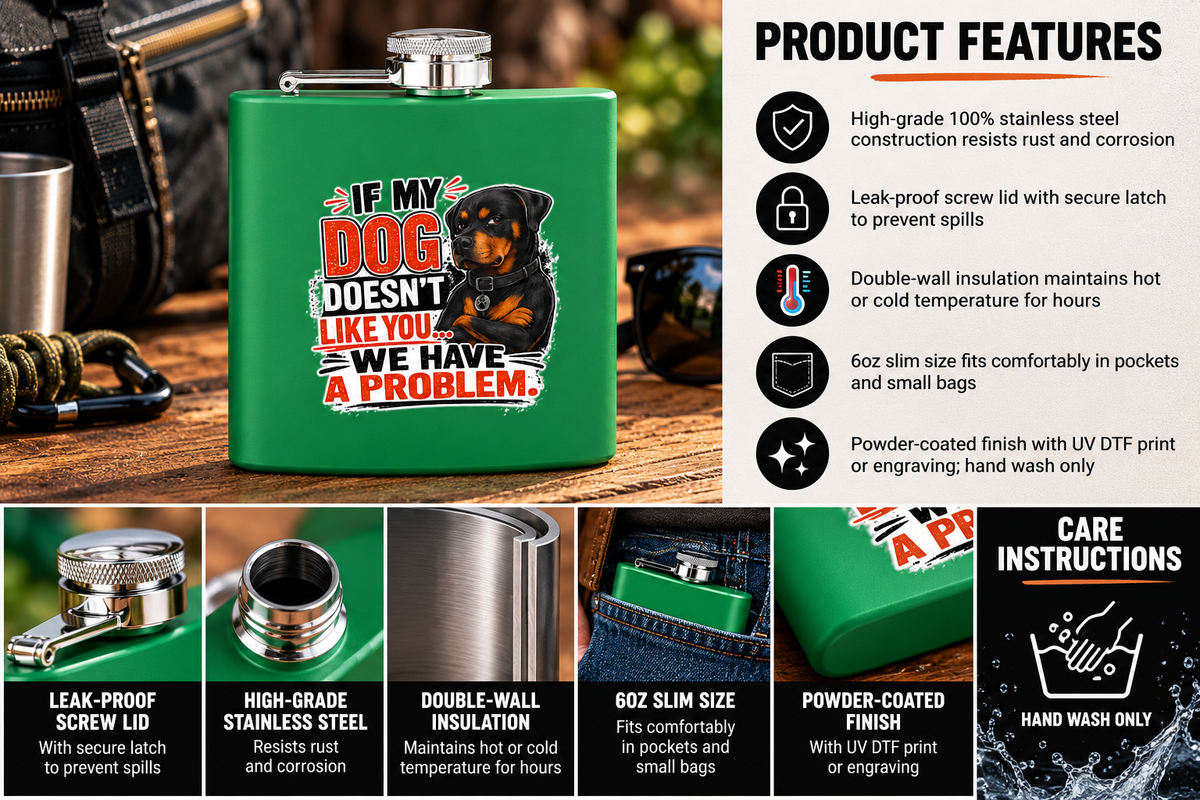 "If My Dog Doesn't Like You We Have a Problem"6oz Stainless Steel Flask