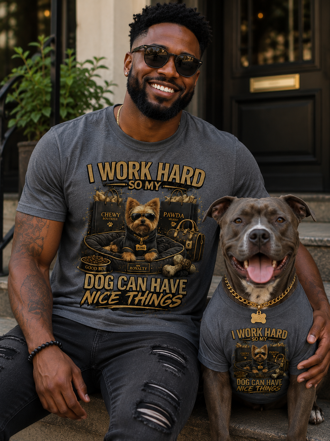 I work hard So My Dog Can Have Nice Things Message Tee