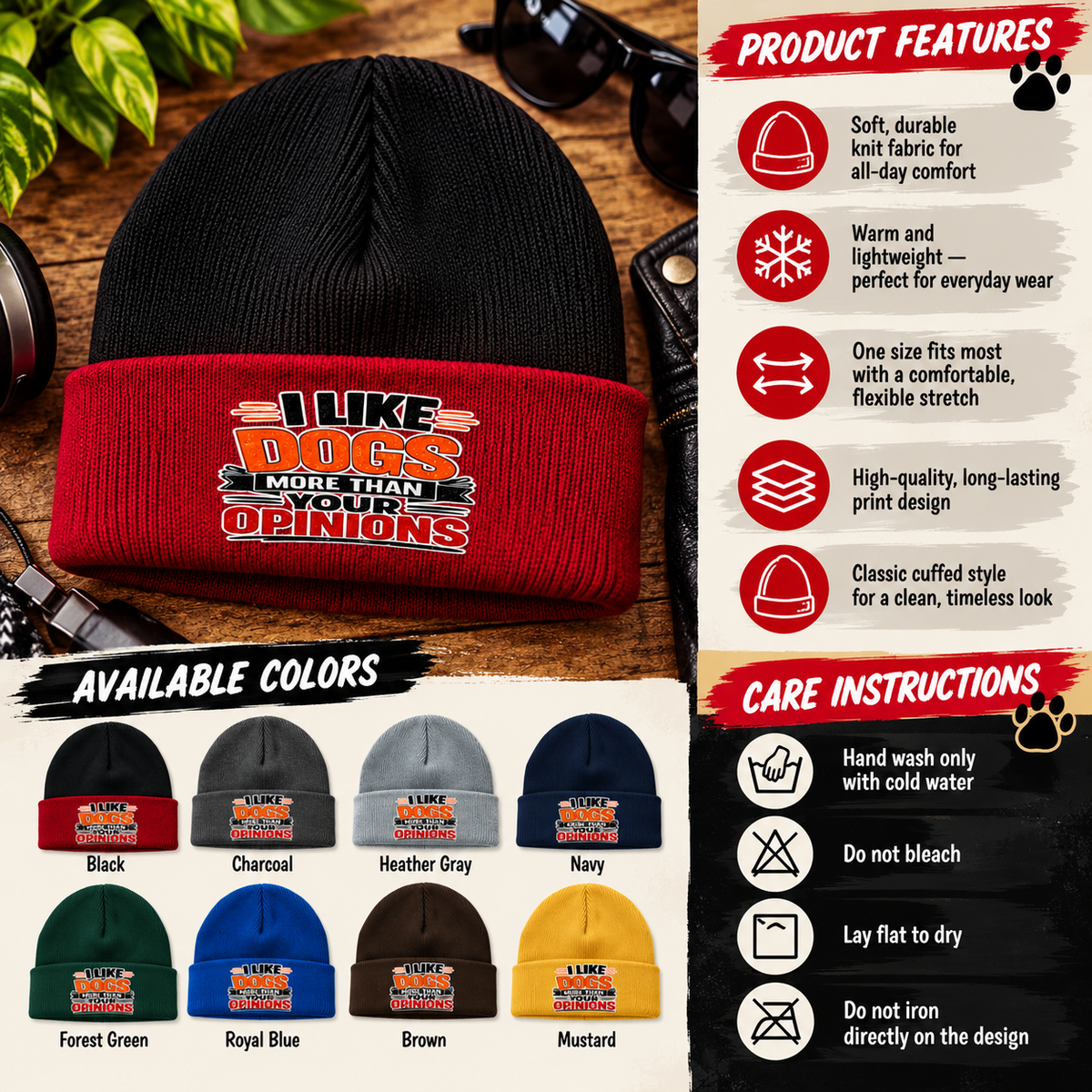 I Like Dogs More Than Your Opinions Beanie