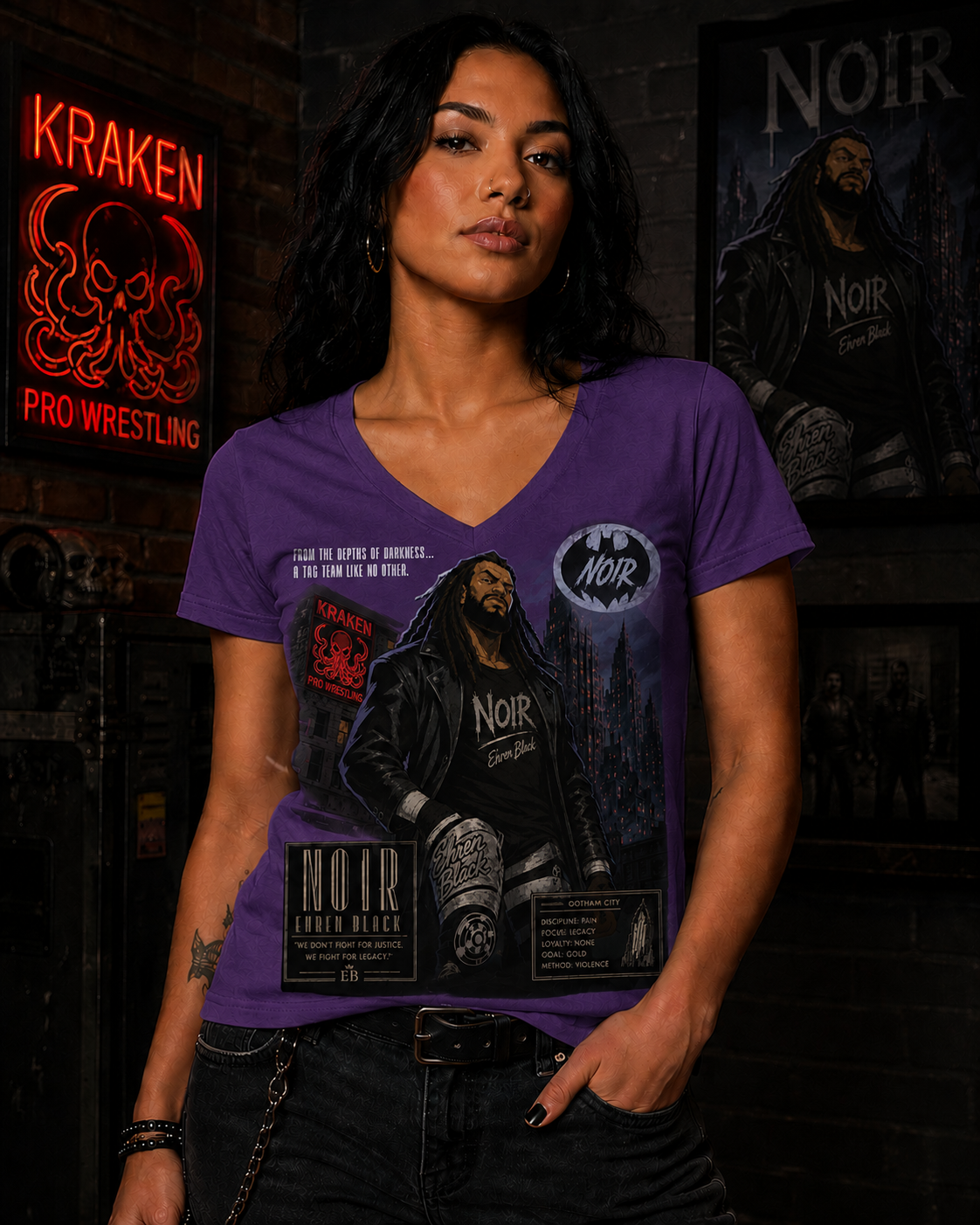 EB Noir V-Neck  Cotton Tee