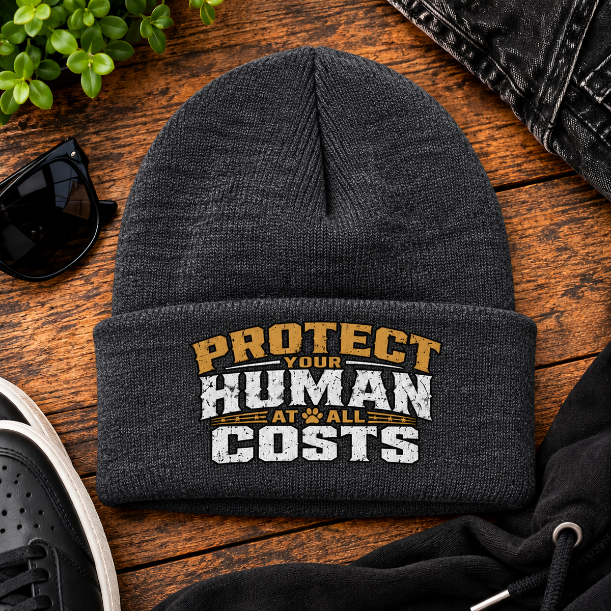 Protect Your Human At All Costs Beanie