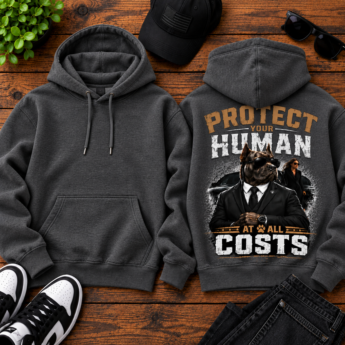 Protect Your Human At All Costs Fleece Hoodie