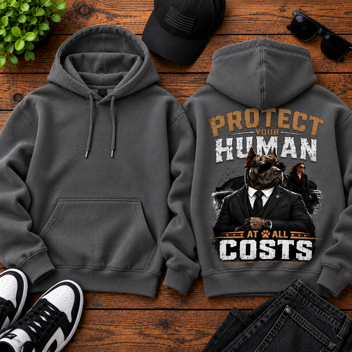 Protect Your Human At All Costs Fleece Hoodie
