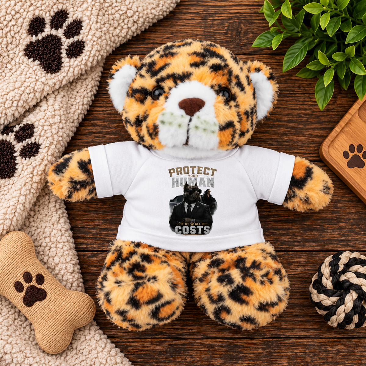 Protect Human Plush Animal with 'Protect Human' Tee