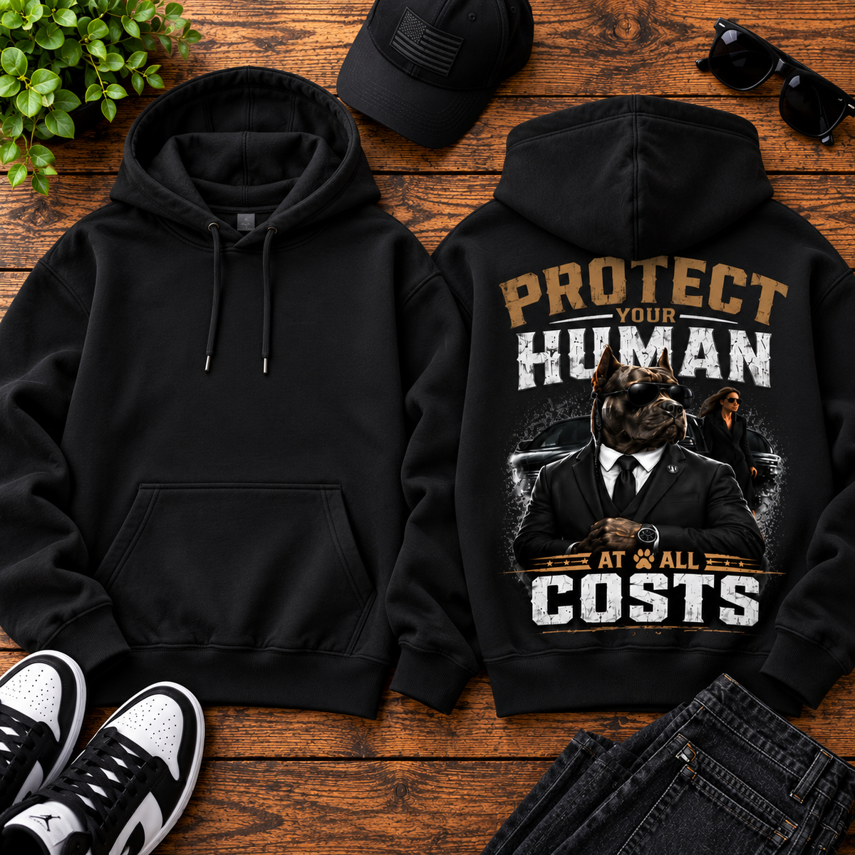 Protect Your Human At All Costs Fleece Hoodie