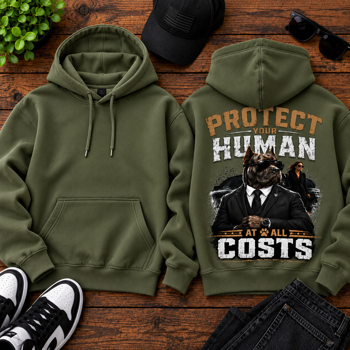 Protect Your Human At All Costs Fleece Hoodie
