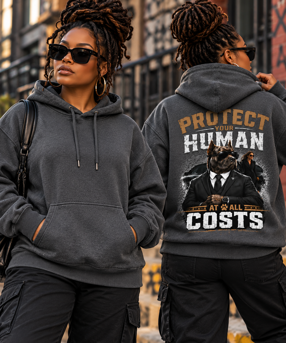 Protect Your Human At All Costs Fleece Hoodie