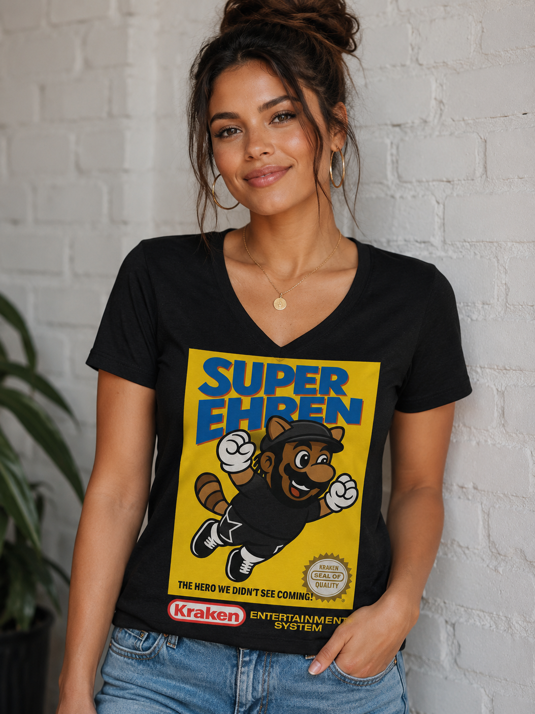 Super Ehr3n V-neck  Cotton Tee