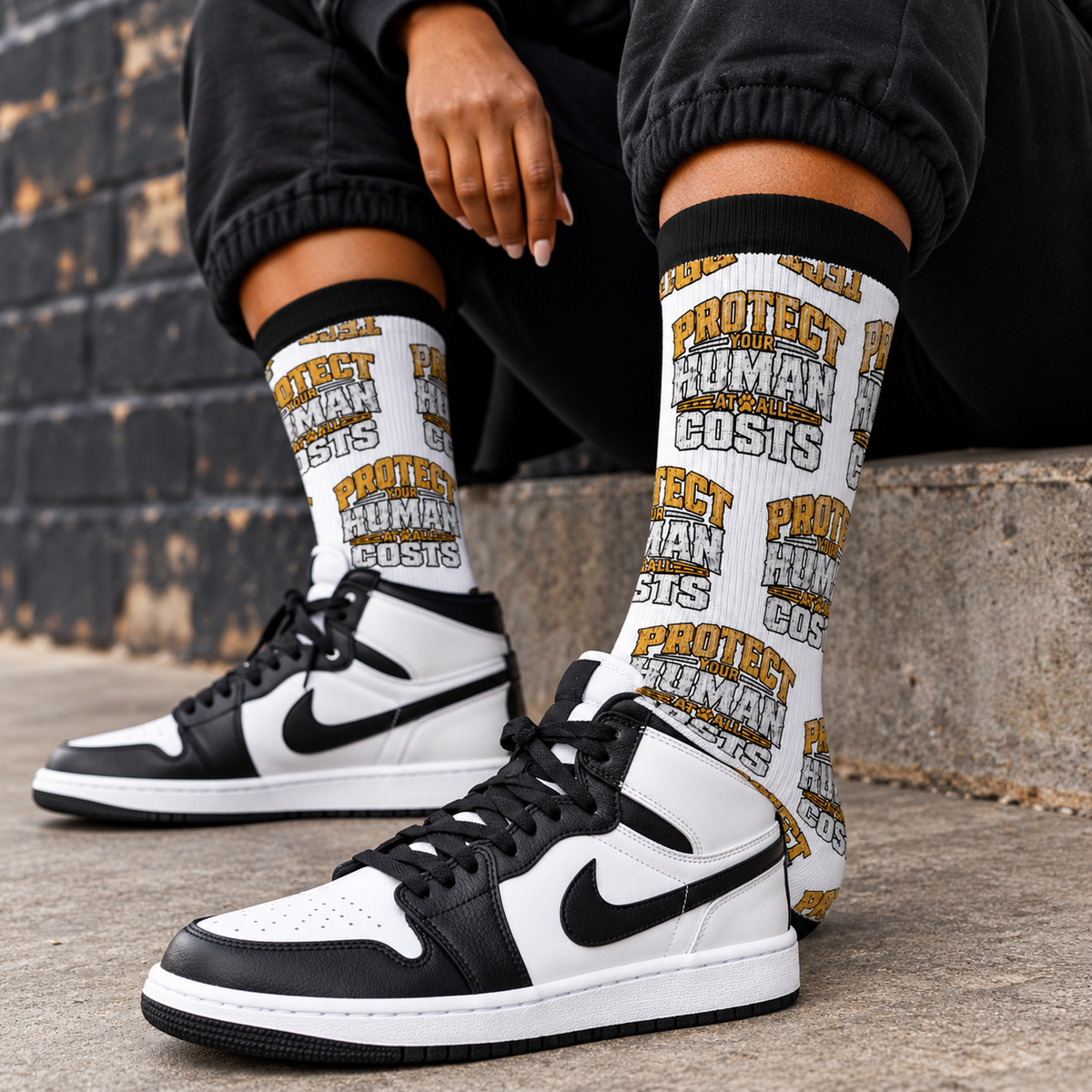 Protect Human Costs Graphic Sublimation Socks