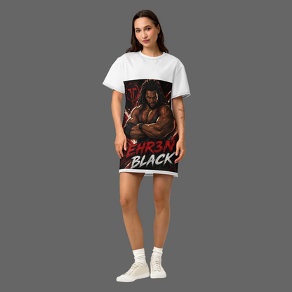 Ehr3n Black Cotton T-Shirt Dress