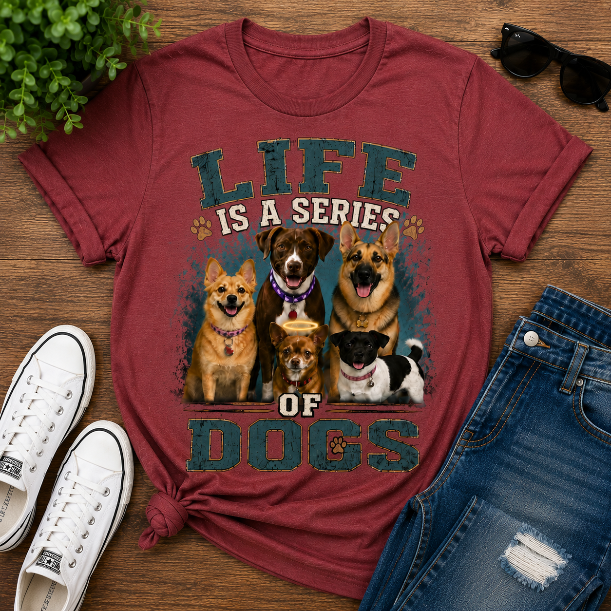 Life is a Series of Dogs Cotton Tee