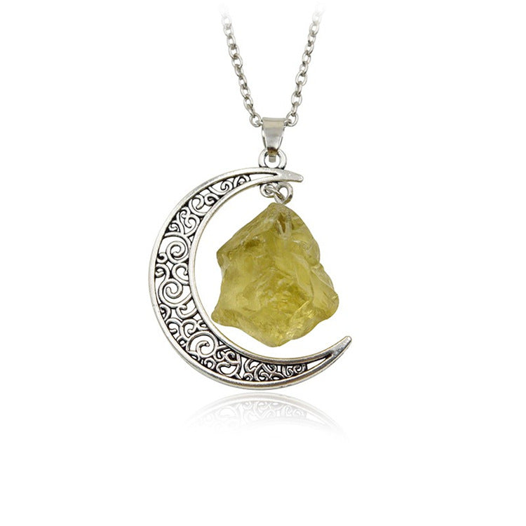Handcrafted Minimalist Natural Stone Moon Necklace