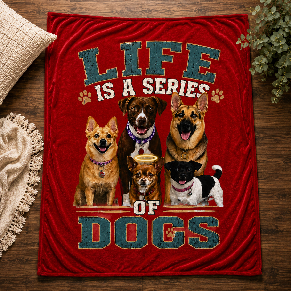 Life Is a Series of Dogs Fleece Blanket — Cozy Pet Lover Throw
